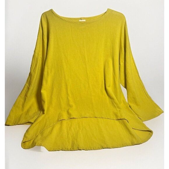 Oh My Gauze! women's top size 1 Yellow hi low Lagenlook.        Cc - Picture 1 of 5